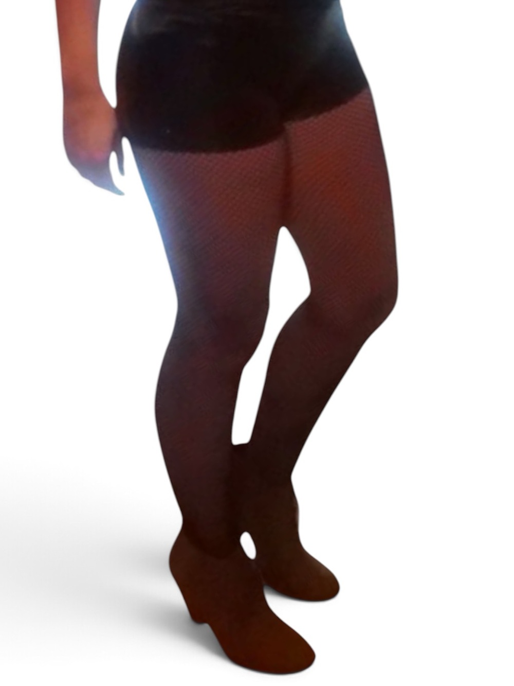 Spirit Halloween Fishnet’s and Shinny Black Shorts for Halloween Costume